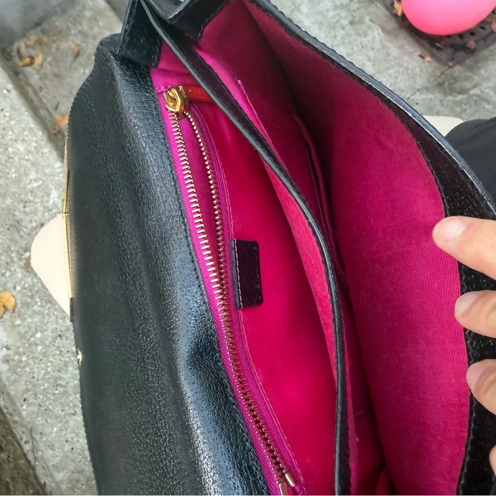 INSANE EUC Celine runway black and Gold long leather Clutch mesh wristlet